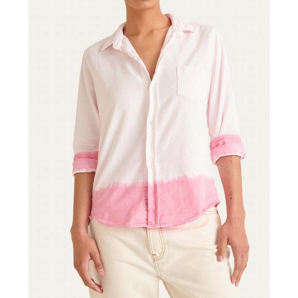 Frank & Eileen Large Barry Shirt Pink Dip Dye Cotton Woven Italy Made USA $298